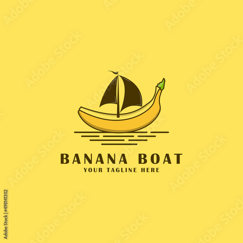 Banana boat logo icon design template vector illustration