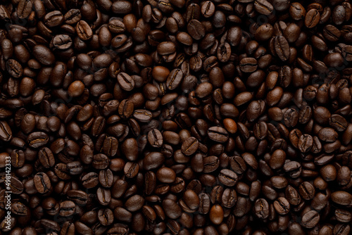 Coffee grains seamless pattern. Abstract beans background texture photo