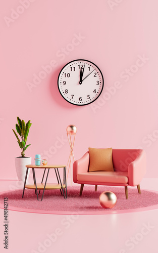 3D rendering indoor minimalist style background wall