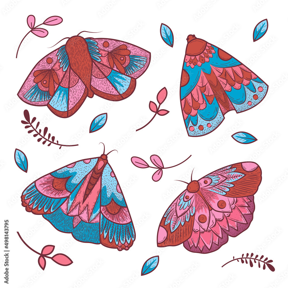 Celestial butterfly poster vector illustration. Mystical luna moth with ...