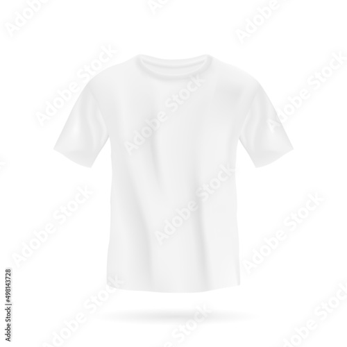 White tshirt unisex mockup. Stylish lightweight clothing with pleats for sports and everyday life. Fashion design for men and vector women