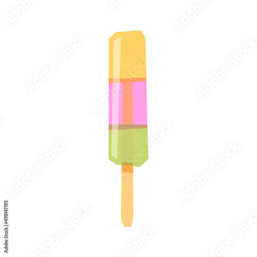 Colorful popsicle, low poly vector on isolated background. Tropical fruit ice cream Illustration made in overprinting technique. photo