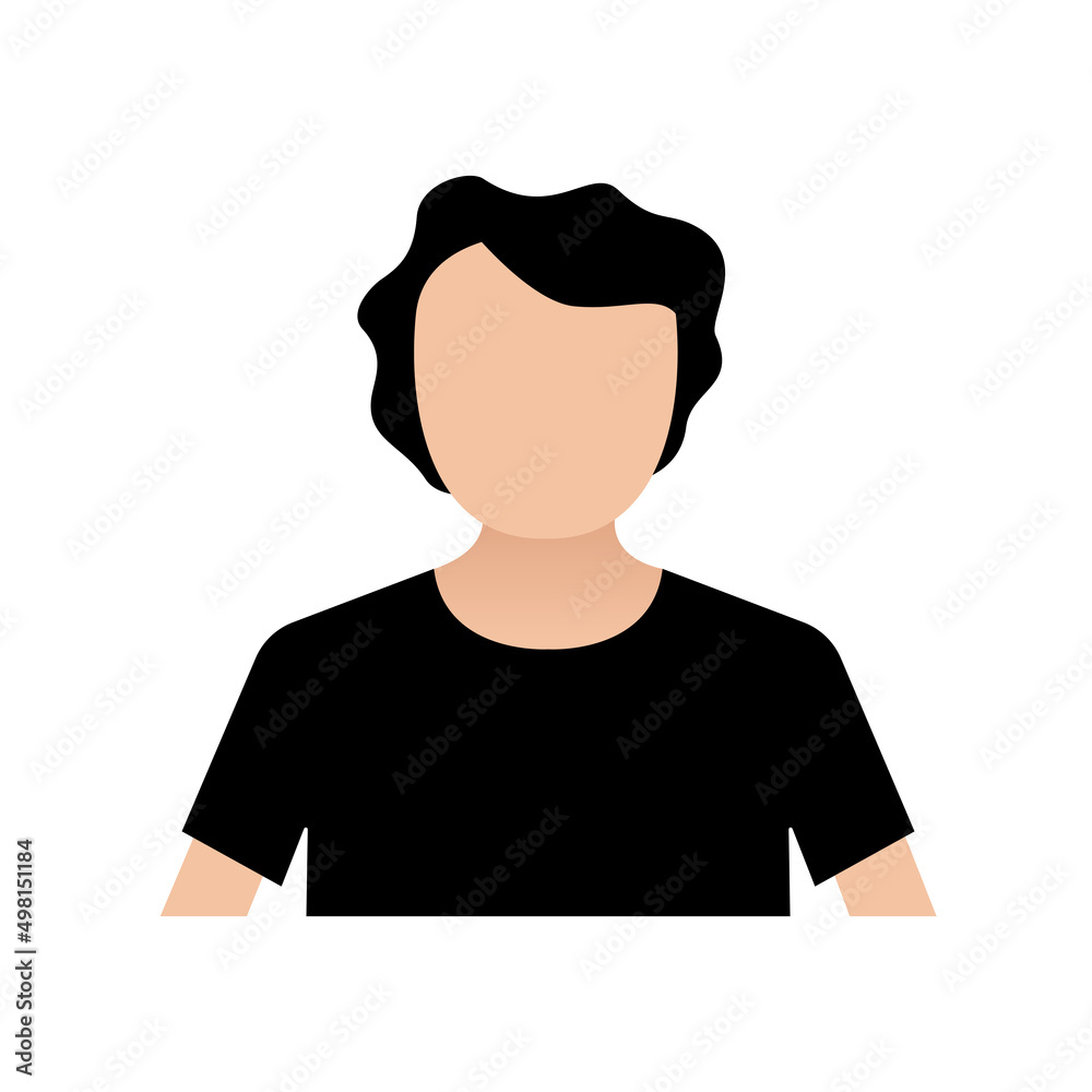 Silhouette of young person in t-shirt. Portrait of a man. Avatar of a young man for social network. Colorful portrait. Manager. Vector flat illustration Silhouette of young person in t-shirt. Portrait of a man. Avatar of a young man for social network. Colorful portrait. Manager. Vector flat illustration