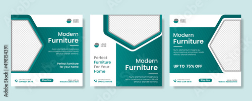 Minimalist modern furniture social media post templates