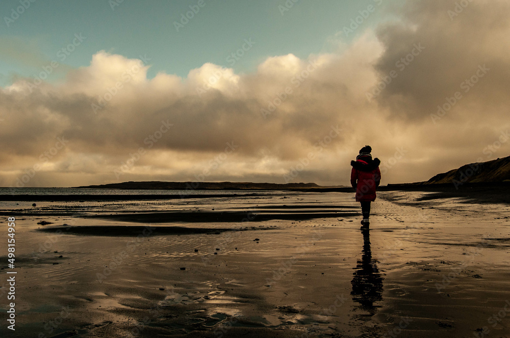 walking on the beach