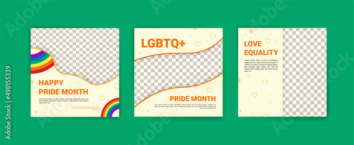 Happy pride month social media flyer template design