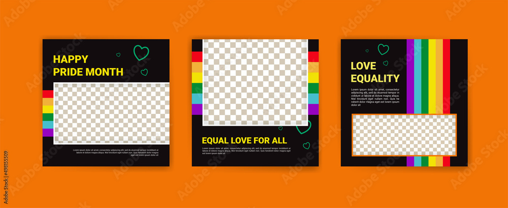 Happy pride month social media flyer template design Stock Vector ...