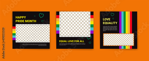 Happy pride month social media flyer template design