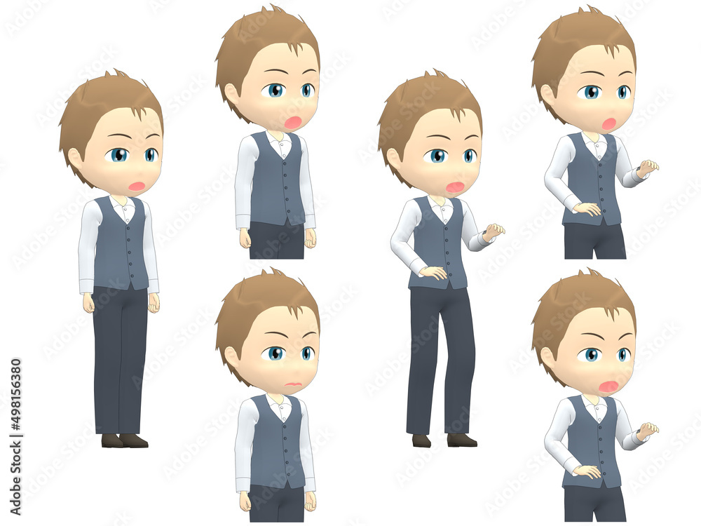 [Surprise A] Caucasian Man Vest short hair oblique angle