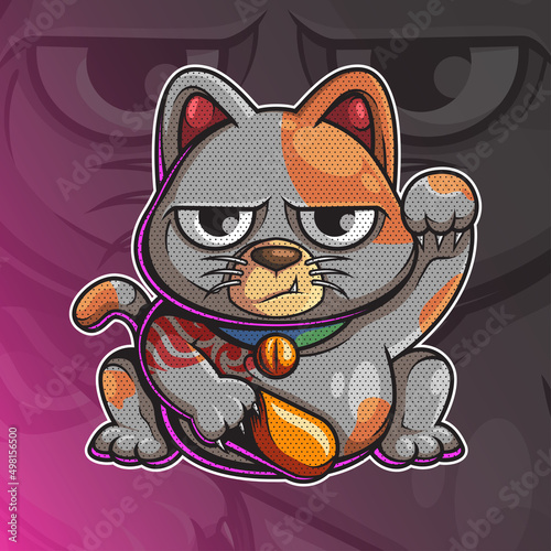 lucky cat character vector illustration