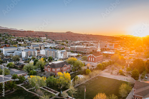 Saint George Utah Historic Downtown Aerial Sunrise 2 photo