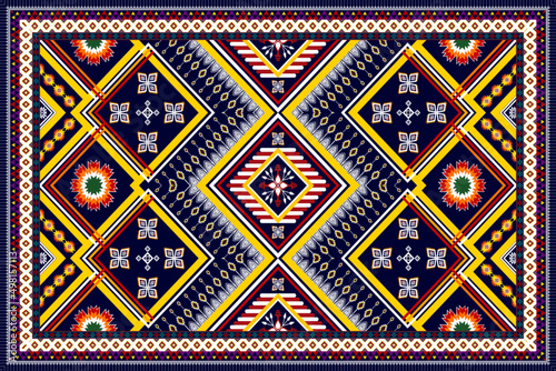 Abstract rug geometric ethnic pattern design. Tribal boho native ethnic traditional embroidery vector background. Aztec fabric carpet mandala ornament ethnic chevron textile decoration wallpaper.