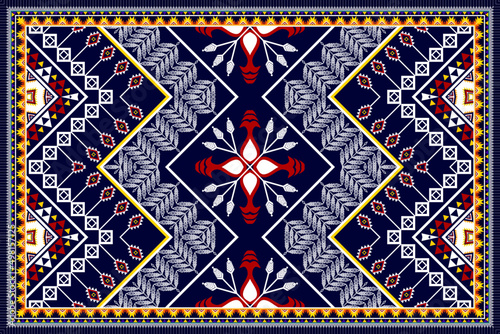 Abstract rug geometric ethnic pattern design. Tribal boho native ethnic traditional embroidery vector background. Aztec fabric carpet mandala ornament ethnic chevron textile decoration wallpaper.