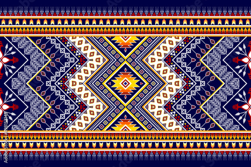 Abstract rug geometric ethnic pattern design. Tribal boho native ethnic traditional embroidery vector background. Aztec fabric carpet mandala ornament ethnic chevron textile decoration wallpaper.