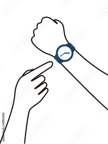 Man wearing fashion smart watch, vector illustration