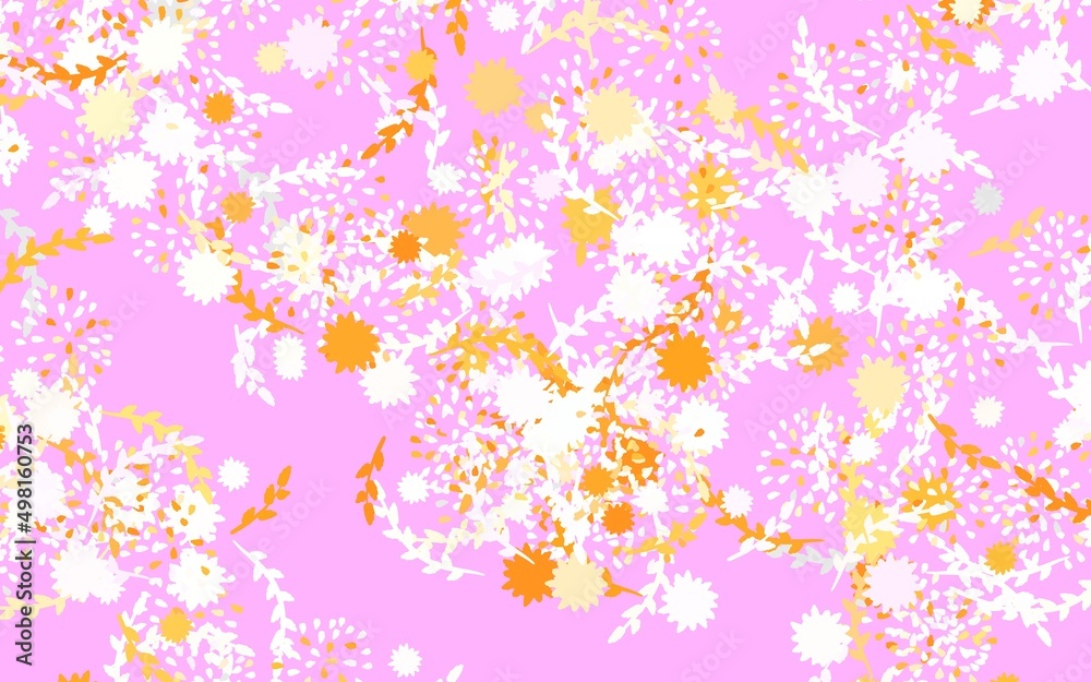 Light Pink, Yellow vector doodle pattern with flowers, roses. Light Pink, Yellow vector doodle pattern with flowers, roses.