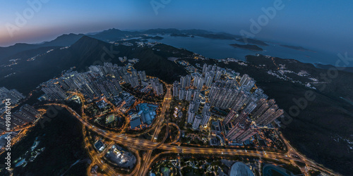 Aerial view of Hong Kong city at magic hour © YiuCheung