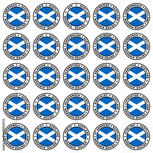 Round Scotland City Flag Clipart Set