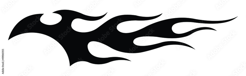 Flame car decal fire car sticker vector art silhouette black graphic on ...