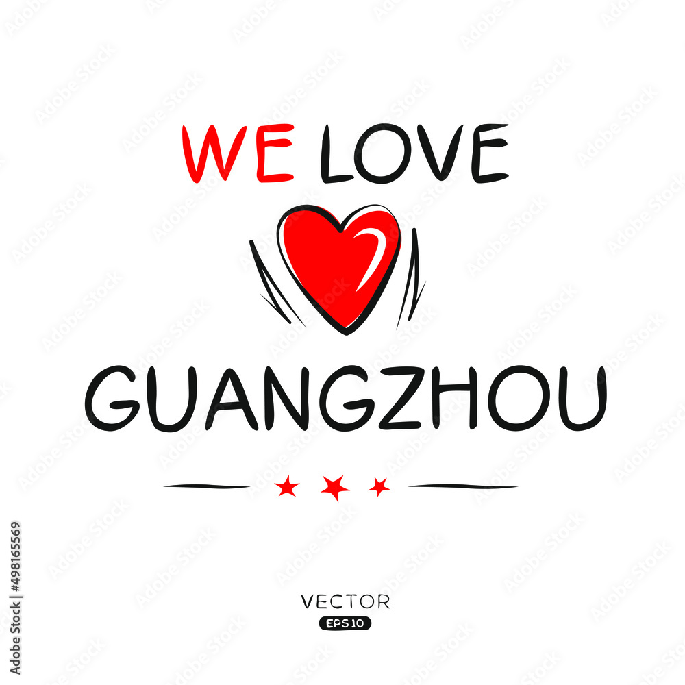 Guangzhou, typography Design, Vector illustration.