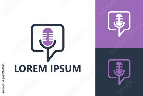 Voice chat, podcast talking logo template design vector