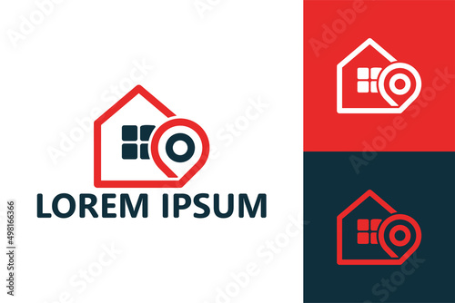 Pin house logo template design vector