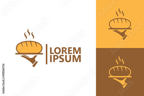 Bread serving logo template design vector