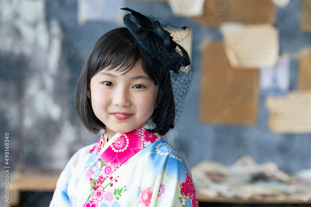 着物を着た女の子 記念写真 ハーフ成人式 七五三 写真館 着物を着た女の子 記念写真 ハーフ成人式 七五三 写真館