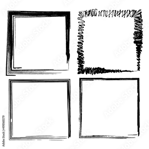 black grunge brush squares white background. Grunge texture. Vector illustration. stock image.