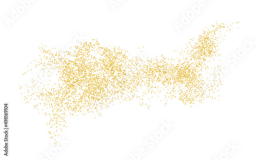 Texture golden crumbs,isolated. Gold dust scattering. Background plume golden. Sand particles grain, sand. Vector. photo