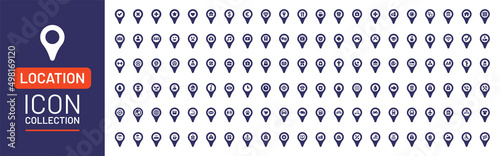 Location icon collection. Place, address and map pin icon vector illustration.