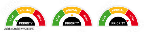 Priority gauge icon vector illustration.