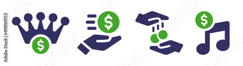 Royalties icon set. Return profit, customer support icon vector illustration.