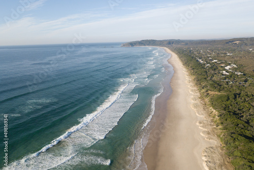 Wide stretch of beach at Byron bay, New South Wales, Australia.