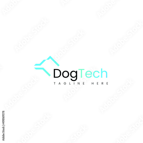 dog symple logo for technology vector design photo