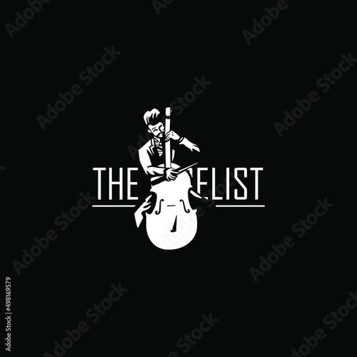 cellist logo consept vector illustration design