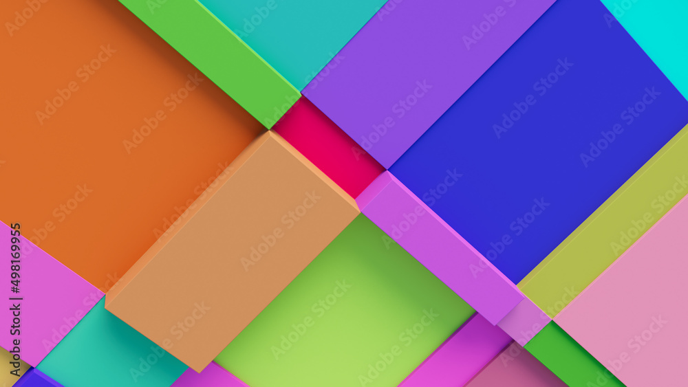 Multicolored, Tech Background with a Geometric 3D Structure. Bright, Minimal design with Simple Futuristic Forms. 3D Render. Multicolored, Tech Background with a Geometric 3D Structure. Bright, Minimal design with Simple Futuristic Forms. 3D Render.