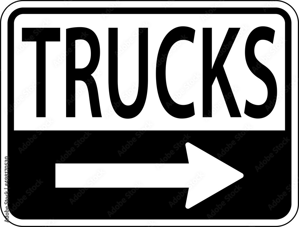 Trucks Right Arrow Sign On White Background Trucks Right Arrow Sign On White Background