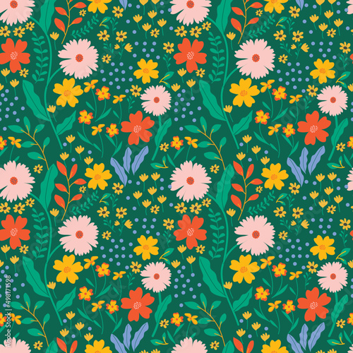 Floral seamless patterns With Green background. Vector design for paper  cover  fabric  interior decor and other users
