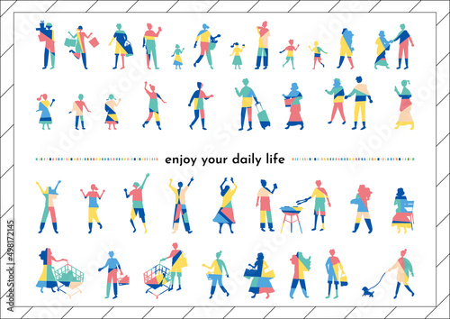 人々の日常　幾何学模様　ライフスタイル　セット