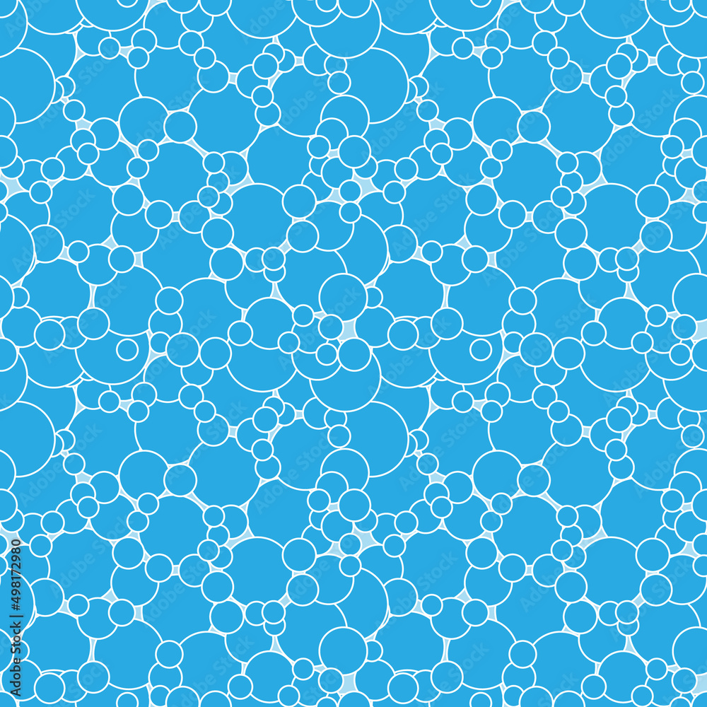 Obraz premium Blue bubbles. Foam texture. Abstract geometric seamless pattern