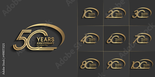 set of anniversary premium collection golden color can be use for celebration event