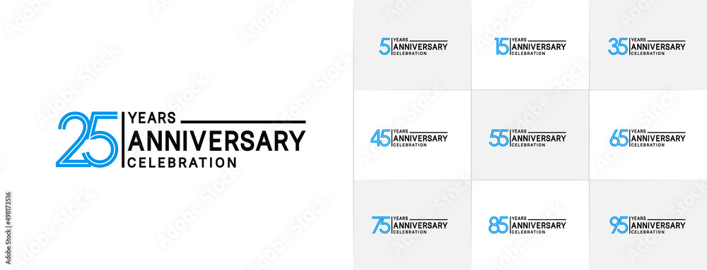 set of anniversary premium collection black and blue color can be use for celebration event