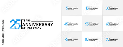 set of anniversary premium collection black and blue color can be use for celebration event