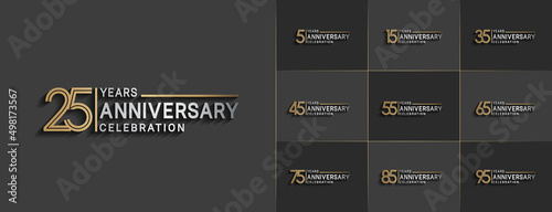 set of anniversary premium collection silver and gold color can be use for celebration event