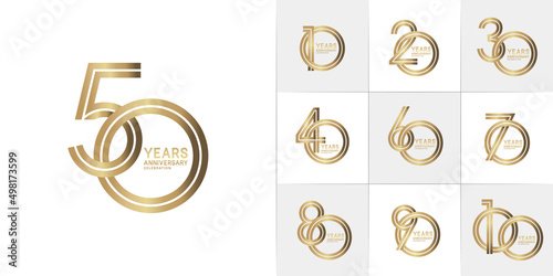 set of anniversary premium collection golden color can be use for celebration event