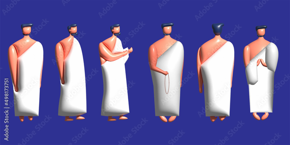 Obraz premium 3d illustration hajj people. Islamic hajj piligrimage concept