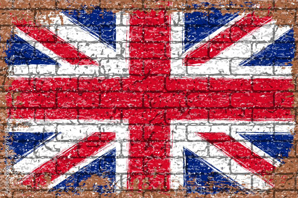 Fototapeta premium レンガの壁に描かれたイギリス国旗（ユニオンフラッグ）のベクター素材