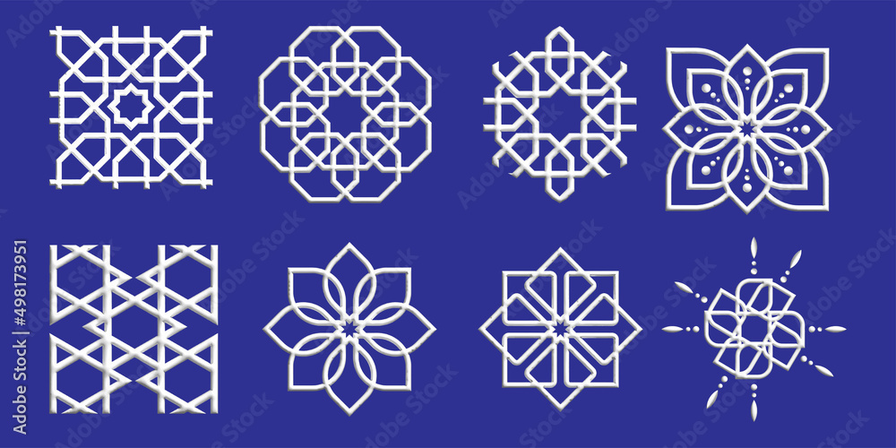 set of islamic decoration element isolated on white background set of islamic decoration element isolated on white background