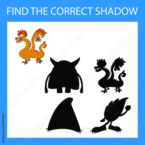 Find correct shadow with colorful monsters.  Kids educational game. 
